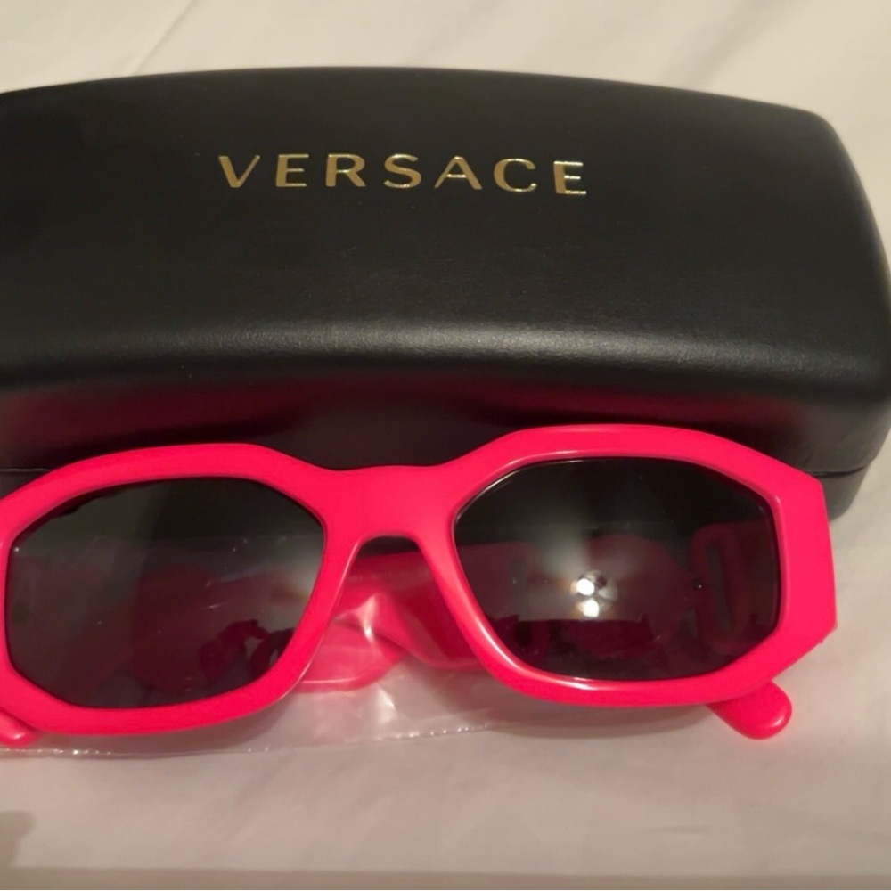 Versace Women's Neon Pink Geometric Sunglasses